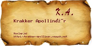 Krakker Apollinár névjegykártya